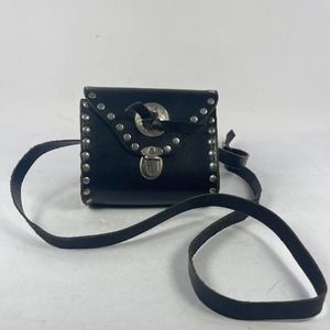 Harley-Davidson Purse Bag Genuine Black Leather Hard Shell Studded Crossbody